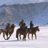 Auez (L) and his son Janibek, starting the winter migration in the Mongolia's Altai Mountains_BOY_NOMAD_Niobe_Thompson